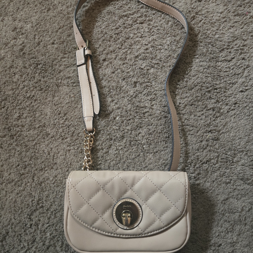 ALDO Quilted Cream/Pink Turnlock Crossbody Bag